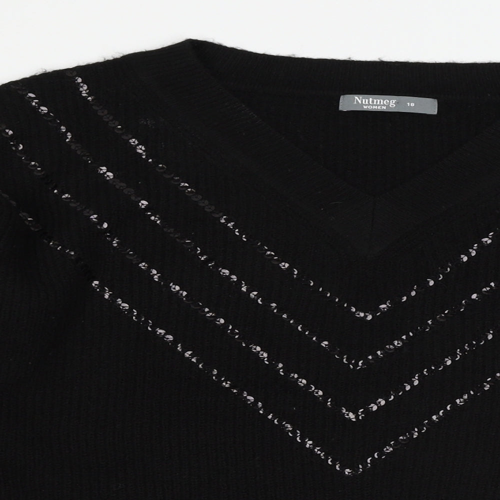 Nutmeg Womens Black  Knit Pullover Jumper Size 18