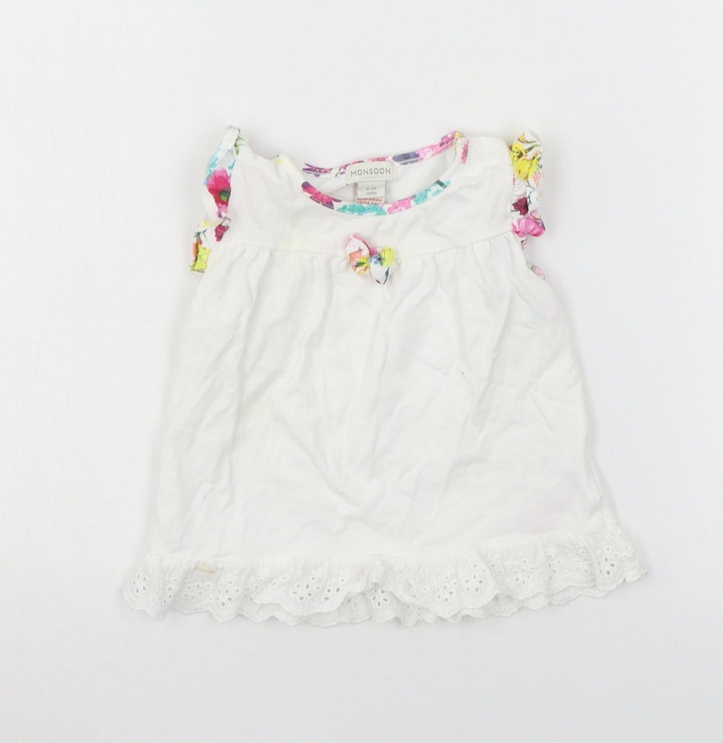 Monsoon Girls White  Jersey A-Line  Size 9-12 Months