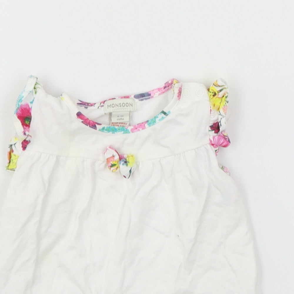 Monsoon Girls White  Jersey A-Line  Size 9-12 Months