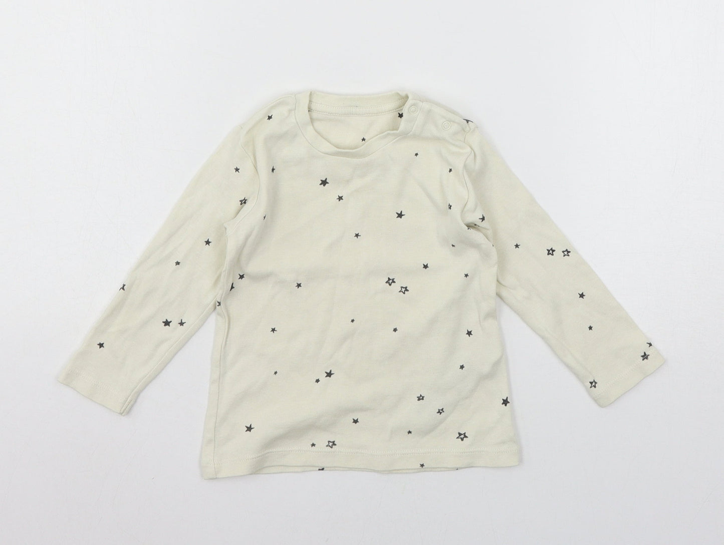 Marks and Spencer Boys Ivory Geometric Jersey Basic T-Shirt Size 12-18 Months  - Stars