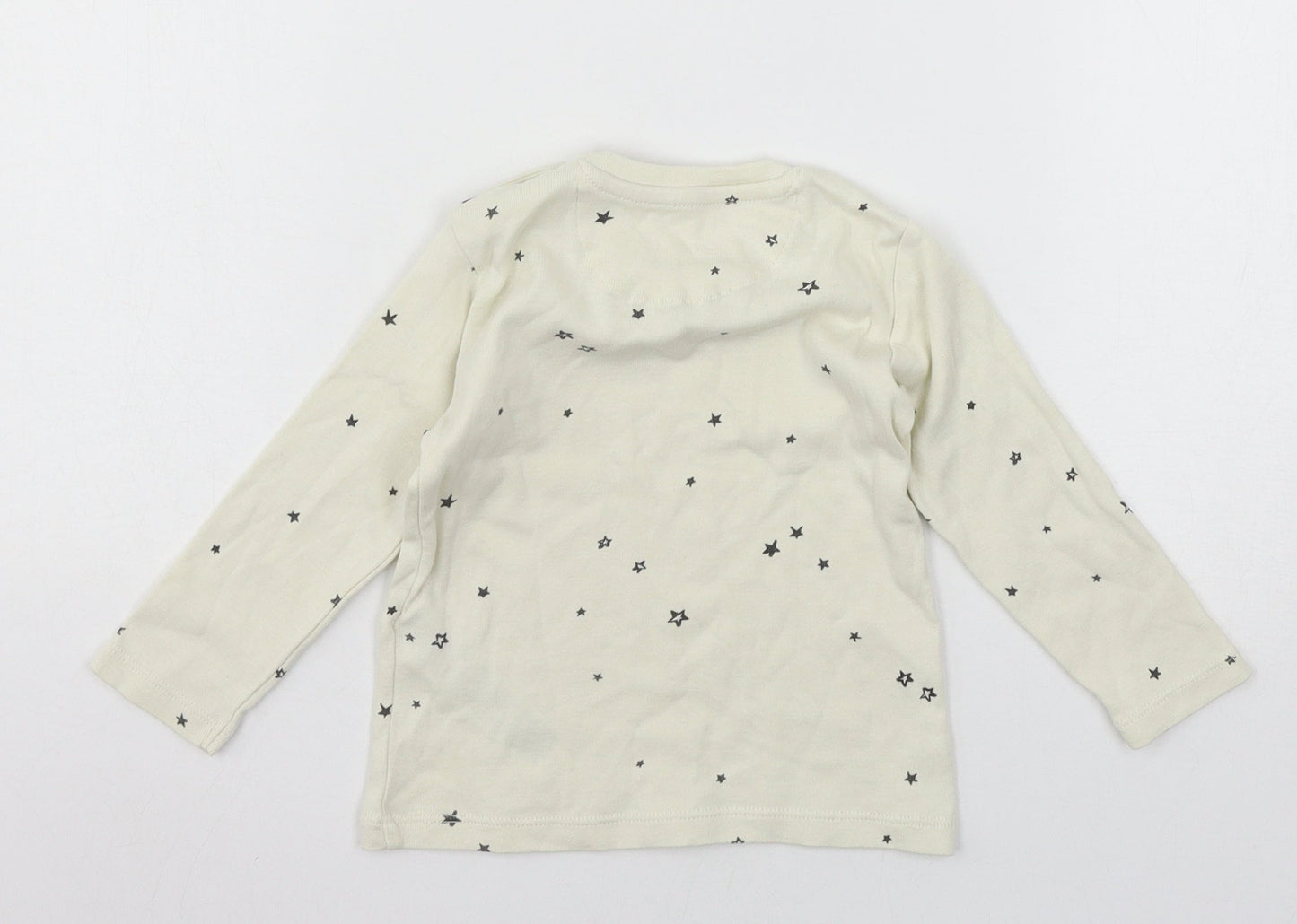 Marks and Spencer Boys Ivory Geometric Jersey Basic T-Shirt Size 12-18 Months  - Stars