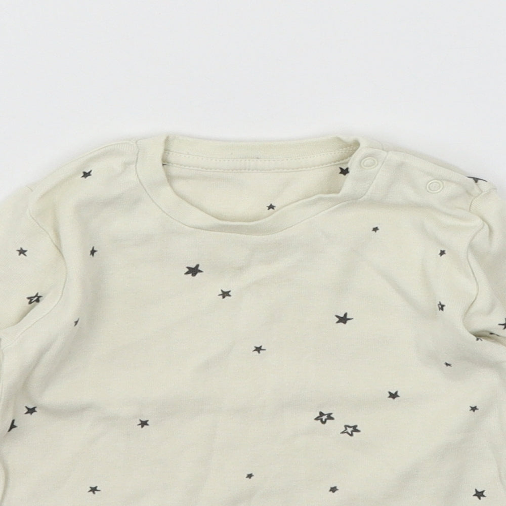 Marks and Spencer Boys Ivory Geometric Jersey Basic T-Shirt Size 12-18 Months  - Stars