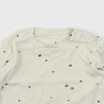 Marks and Spencer Boys Ivory Geometric Jersey Basic T-Shirt Size 12-18 Months  - Stars