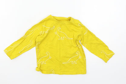 Marks and Spencer Boys Yellow Geometric Jersey Basic T-Shirt Size 9-12 Months  - Dinosaur