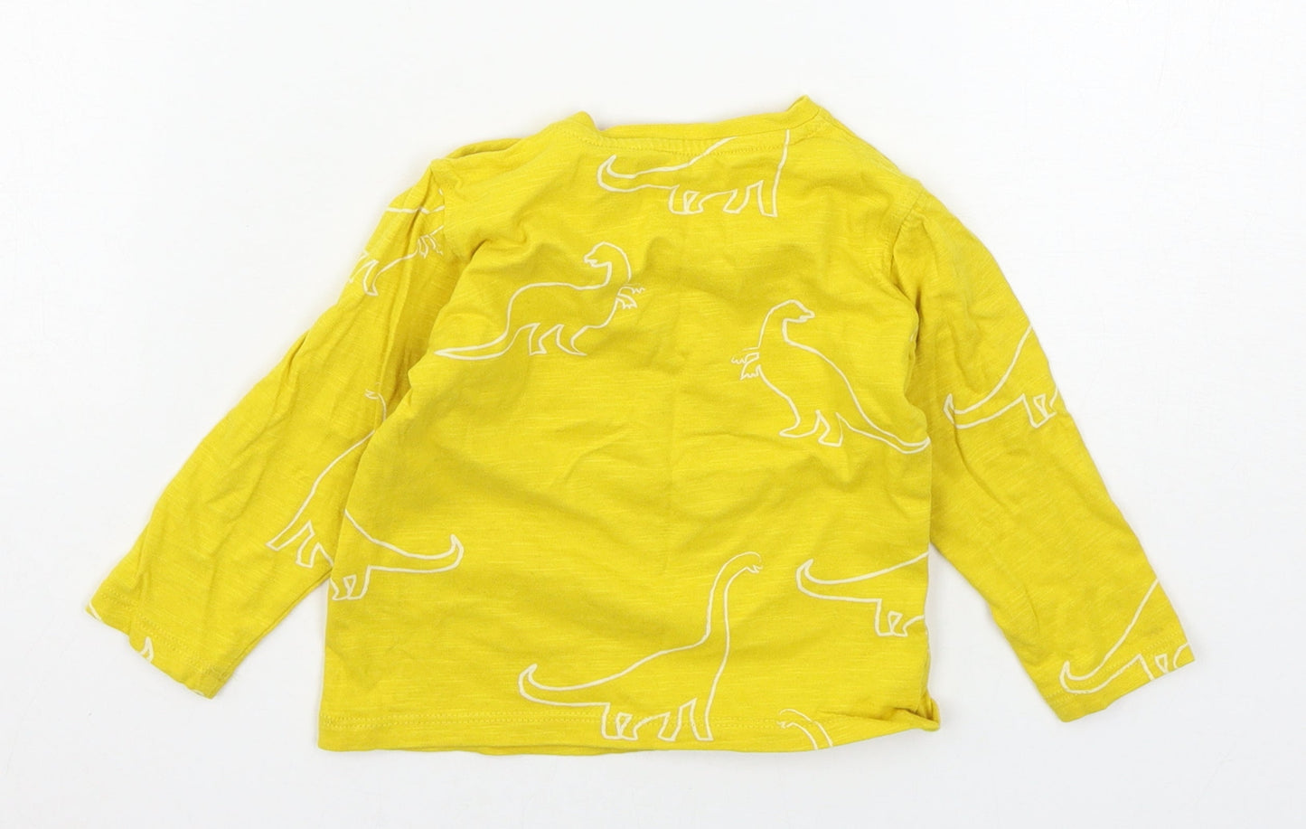 Marks and Spencer Boys Yellow Geometric Jersey Basic T-Shirt Size 9-12 Months  - Dinosaur
