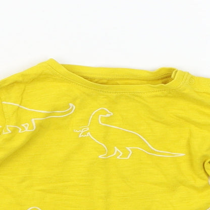 Marks and Spencer Boys Yellow Geometric Jersey Basic T-Shirt Size 9-12 Months  - Dinosaur