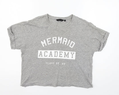 New Look Womens Grey  Jersey Basic T-Shirt Size 12  - Mermaid