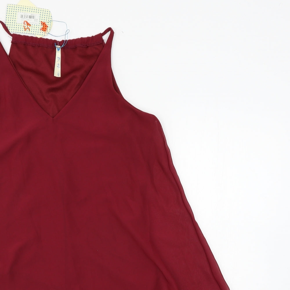 Blue Vanilla Womens Red   Basic Blouse Size S