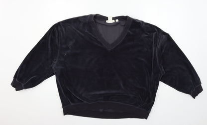 H&M Womens Blue  Velour Pullover Sweatshirt Size M