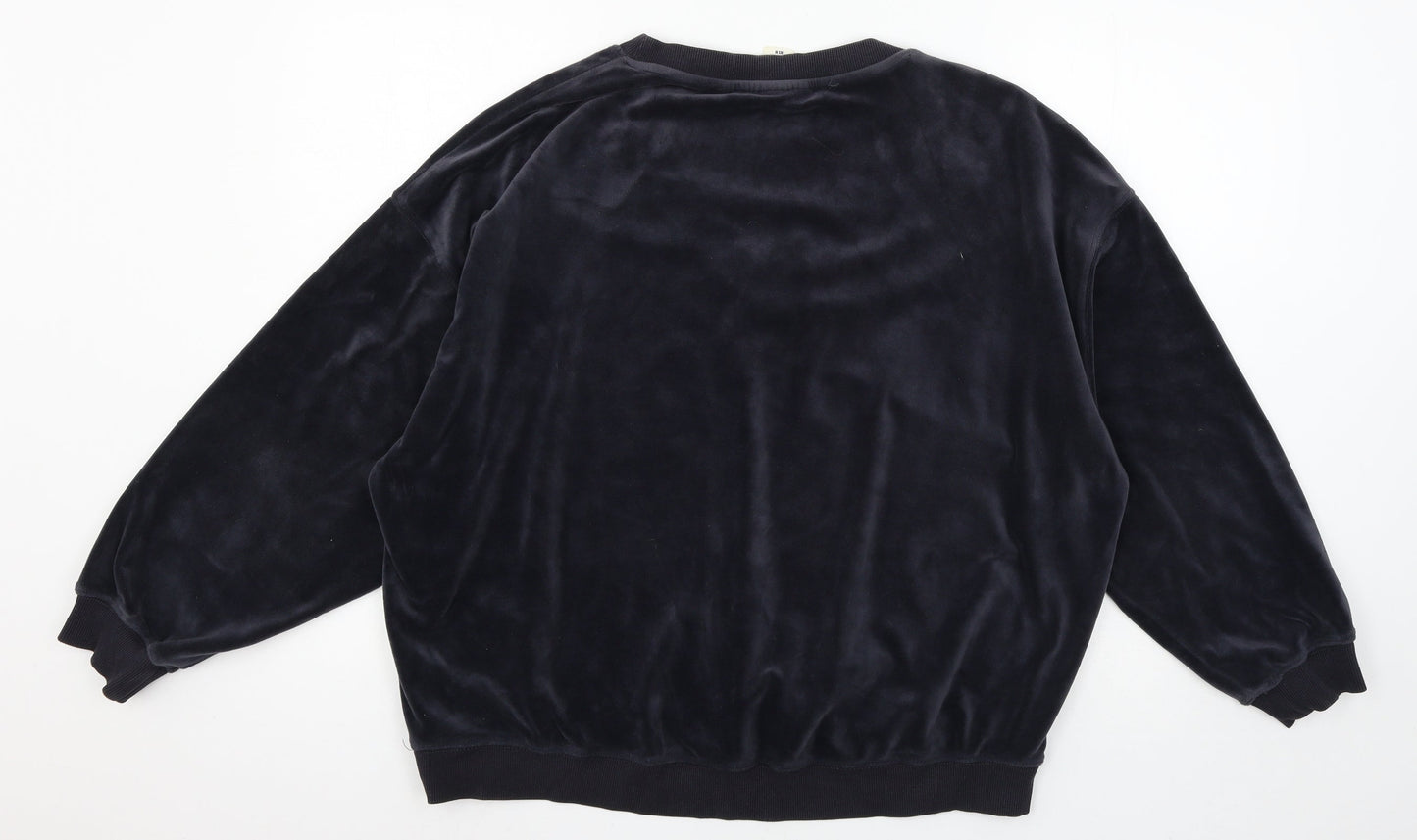 H&M Womens Blue  Velour Pullover Sweatshirt Size M