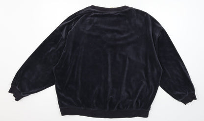 H&M Womens Blue  Velour Pullover Sweatshirt Size M
