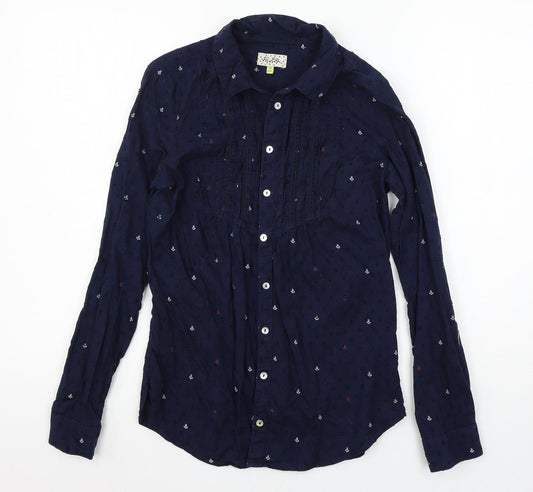 Womens UK Size 8 Heyton Blue Basic Button-Up