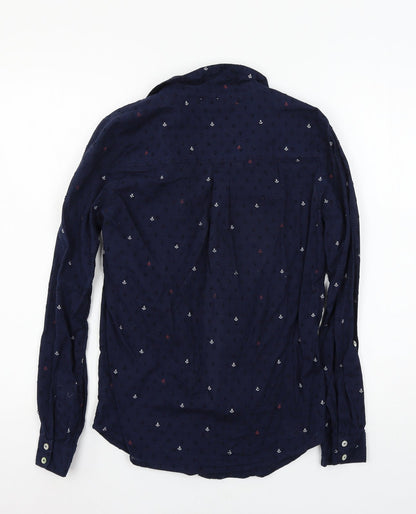 Womens UK Size 8 Heyton Blue Basic Button-Up