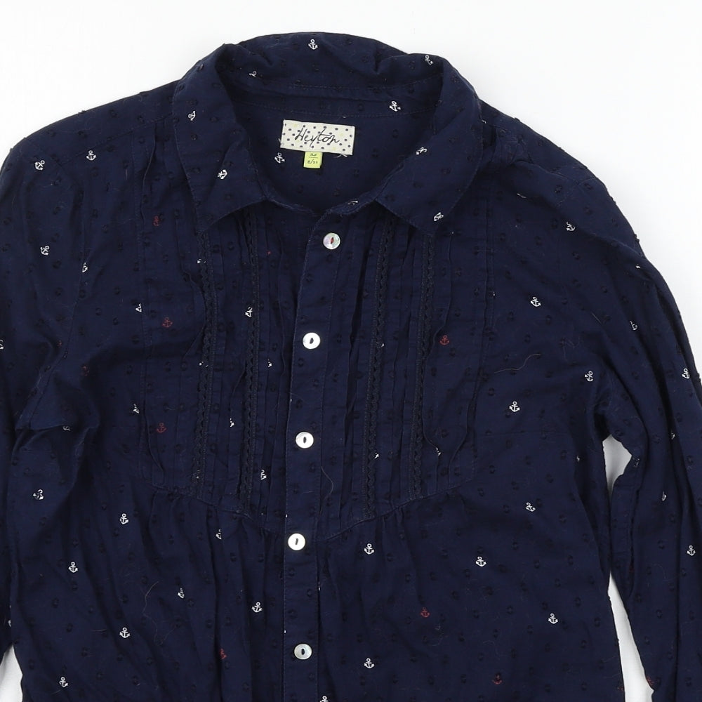Womens UK Size 8 Heyton Blue Basic Button-Up