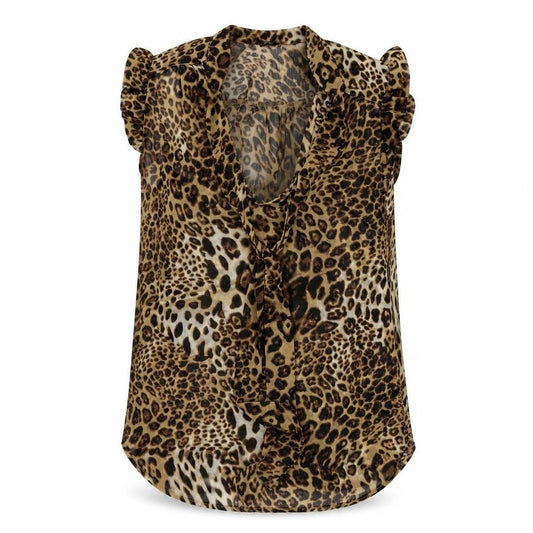 Front view of Atmosphere women’s brown animal print basic blouse, size UK 8