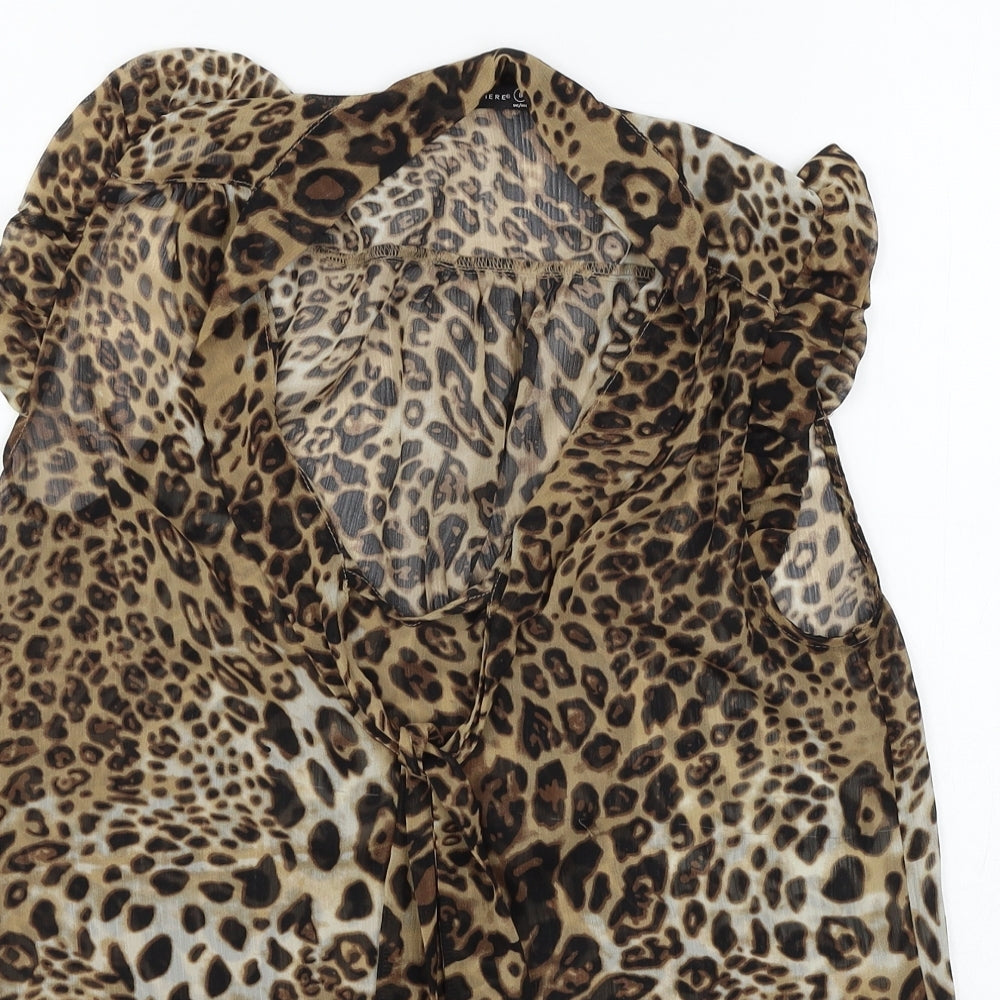 Atmosphere Womens Brown Animal Print  Basic Blouse Size 8