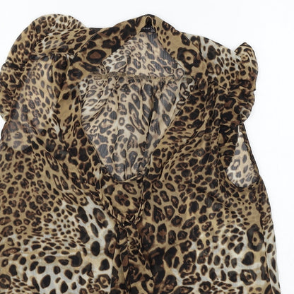 Atmosphere Womens Brown Animal Print  Basic Blouse Size 8