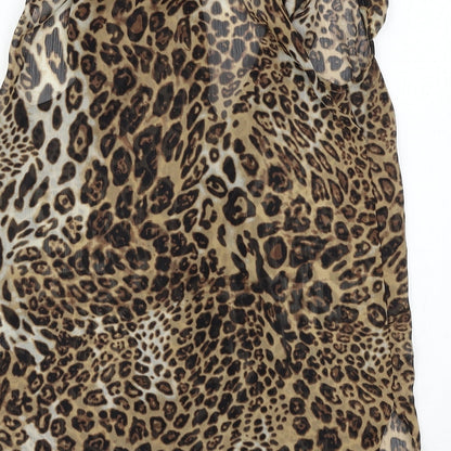 Atmosphere Womens Brown Animal Print  Basic Blouse Size 8