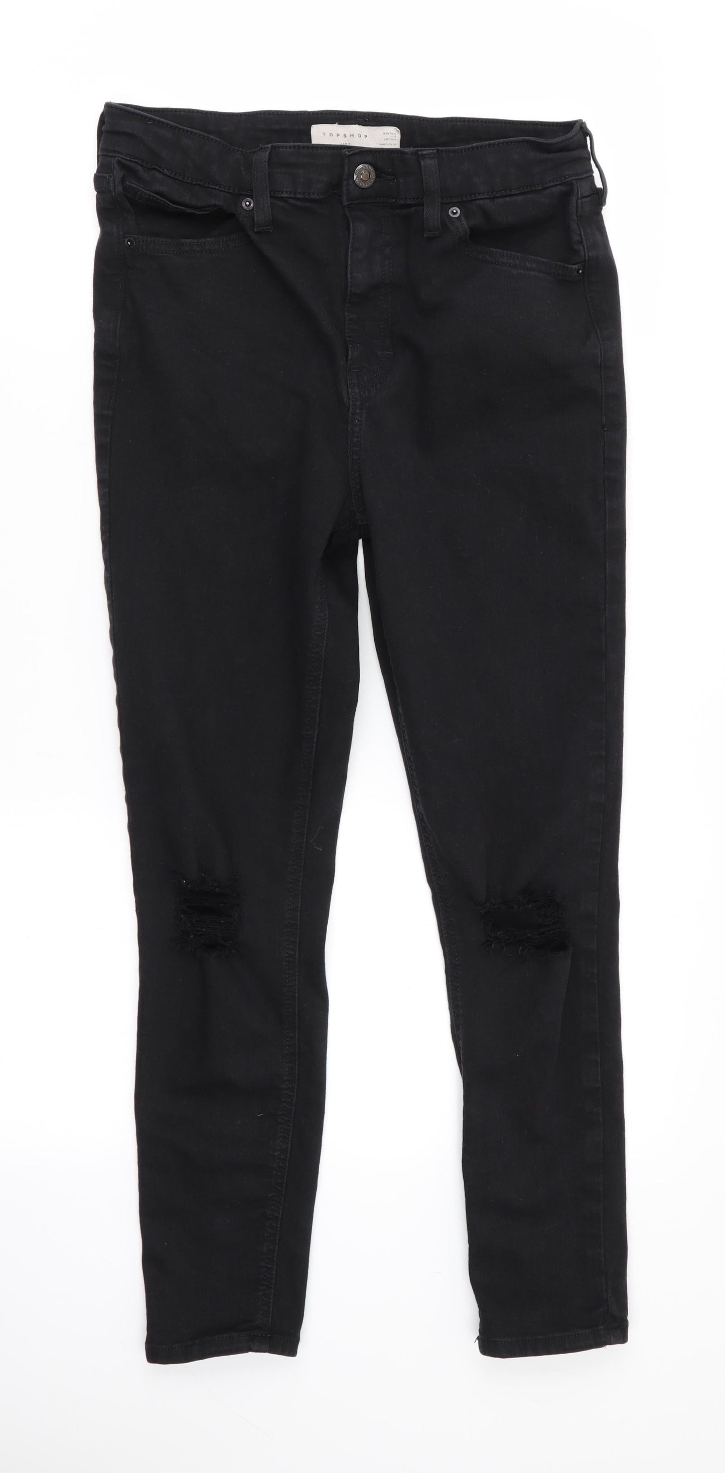 Topshop Womens Black   Skinny Jeans Size 30 in L30 in - RIPPED JEANS