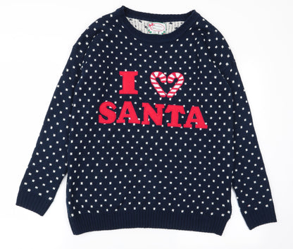 Primark Mens Blue Polka Dot  Pullover Jumper Size S