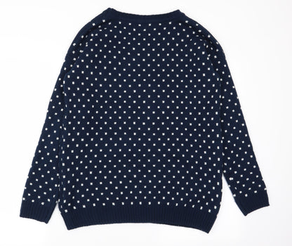 Primark Mens Blue Polka Dot  Pullover Jumper Size S