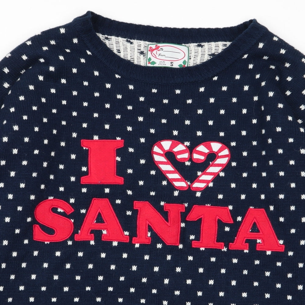 Primark Mens Blue Polka Dot  Pullover Jumper Size S