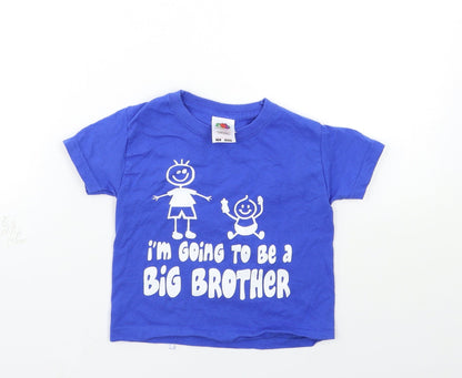 Fruit of the Loom Baby Blue   Basic T-Shirt Size 12 Months  - big brother