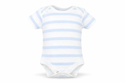 Front view of George Baby Blue Striped Babygrow One-Piece Size Newborn