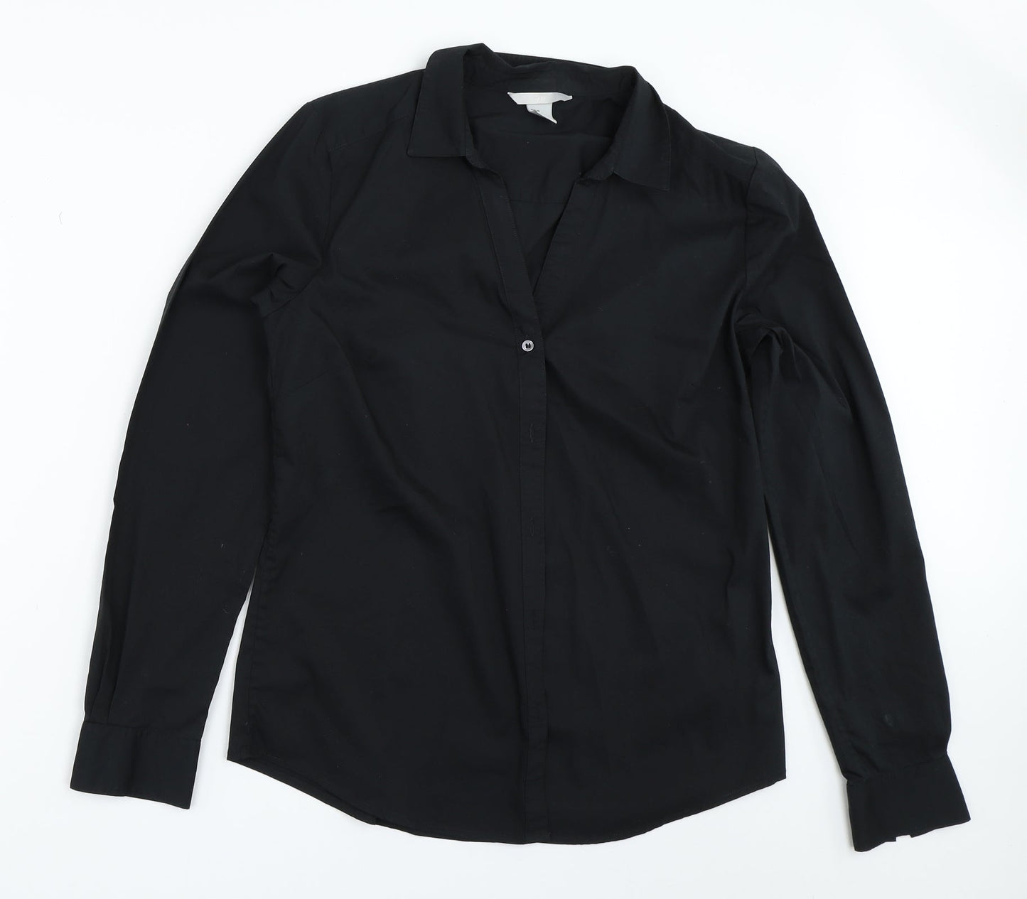 Womens UK Size 40 H&M Black Basic Button-Up