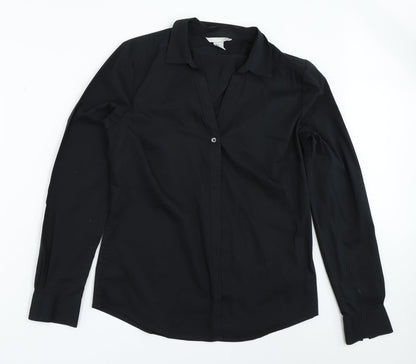 Womens UK Size 40 H&M Black Basic Button-Up