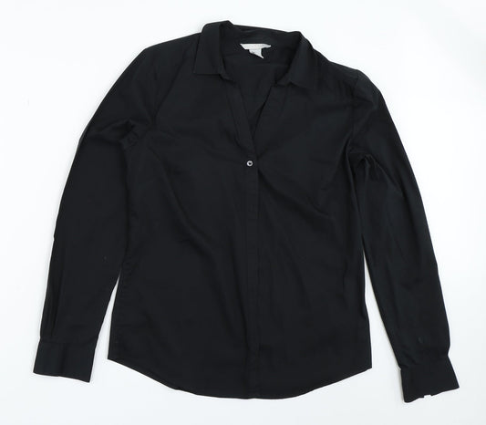 Womens UK Size 40 H&M Black Basic Button-Up