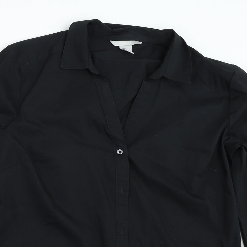 Womens UK Size 40 H&M Black Basic Button-Up