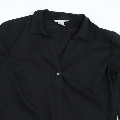 Womens UK Size 40 H&M Black Basic Button-Up