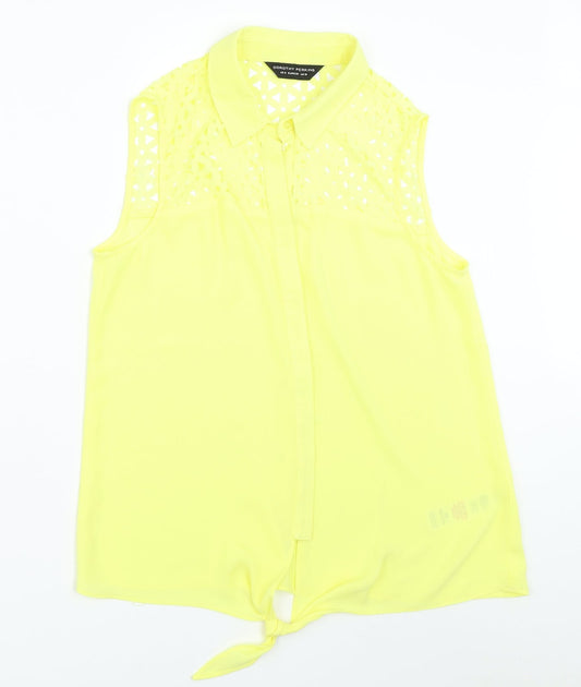 Dorothy Perkins Womens Yellow   Basic Button-Up Size 10