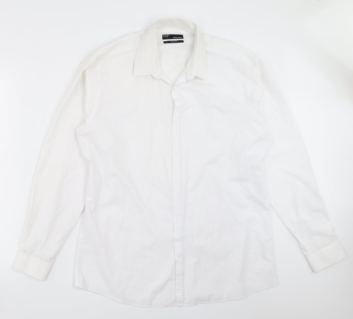 B&W Mens White    Button-Up Size 16.5