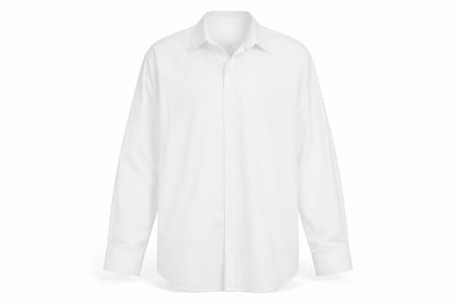 Mens UK Size 16.5 B&W White  Button-Up Long Sleeve Casual Shirt