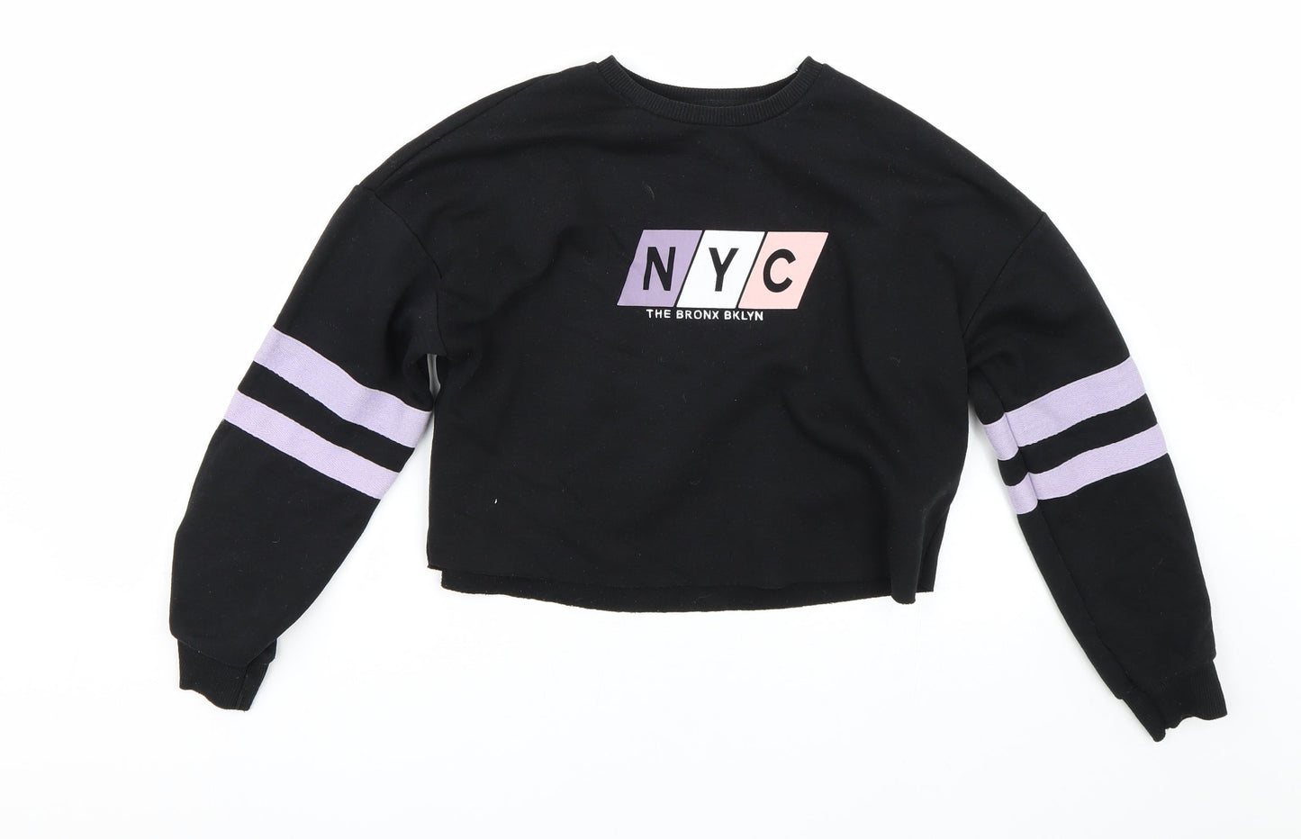 New Look Girls Black Striped  Pullover Sweatshirt Size 12-13 Years