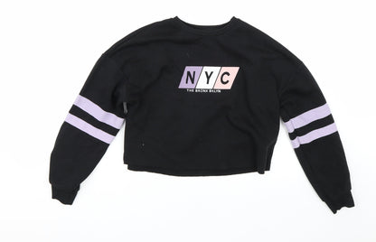 New Look Girls Black Striped  Pullover Sweatshirt Size 12-13 Years