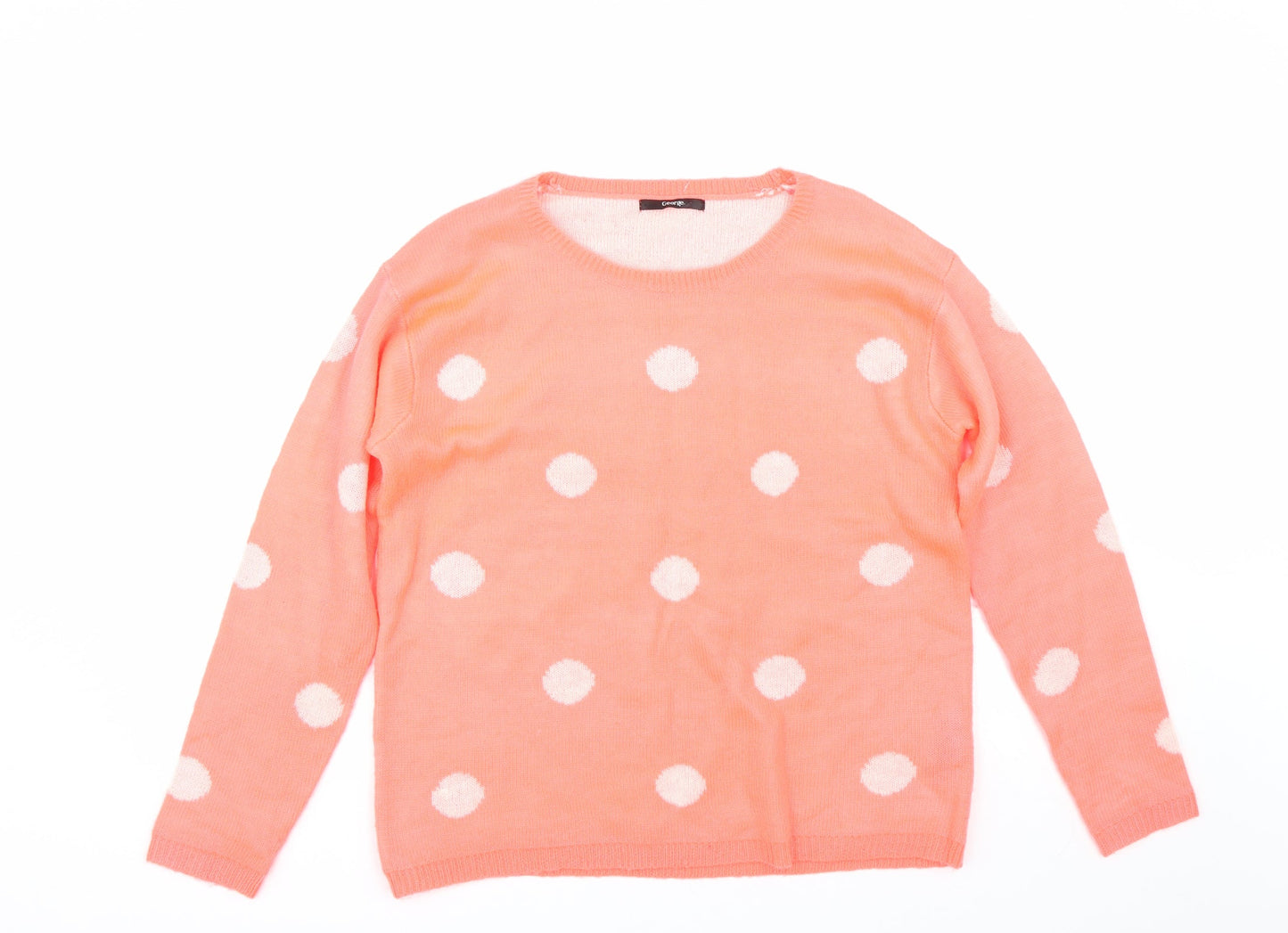 George Womens Orange Polka Dot  Pullover Jumper Size 14