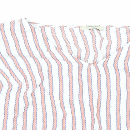 Papaya Womens White Striped  Basic T-Shirt Size 10