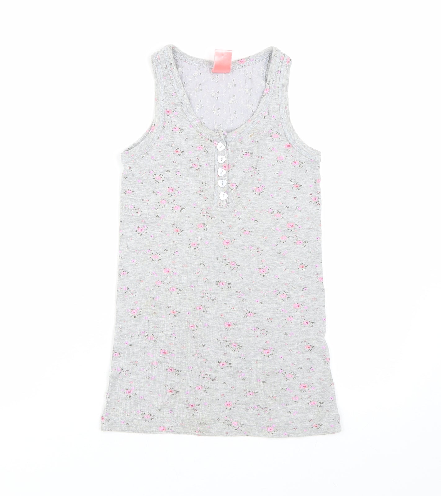 Milk & Honey Girls Grey Floral  Top Pyjama Top Size 7-8 Years