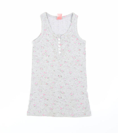 Milk & Honey Girls Grey Floral  Top Pyjama Top Size 7-8 Years