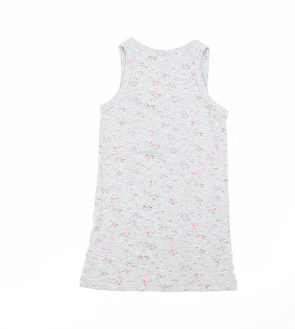 Milk & Honey Girls Grey Floral  Top Pyjama Top Size 7-8 Years