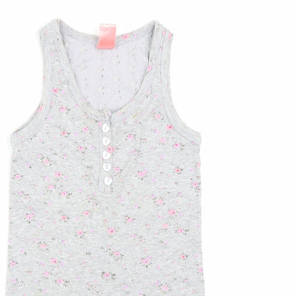 Milk & Honey Girls Grey Floral  Top Pyjama Top Size 7-8 Years