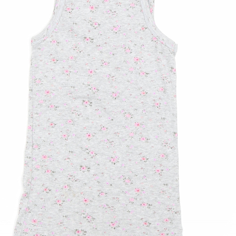 Milk & Honey Girls Grey Floral  Top Pyjama Top Size 7-8 Years