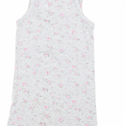 Milk & Honey Girls Grey Floral  Top Pyjama Top Size 7-8 Years