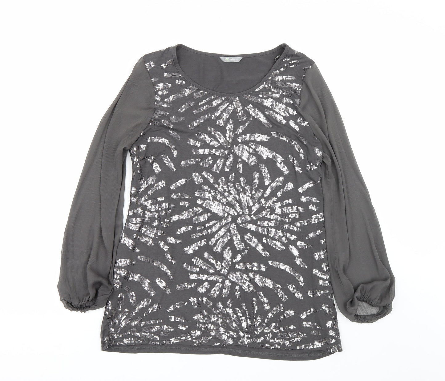 M&S Womens Grey   Basic T-Shirt Size 10