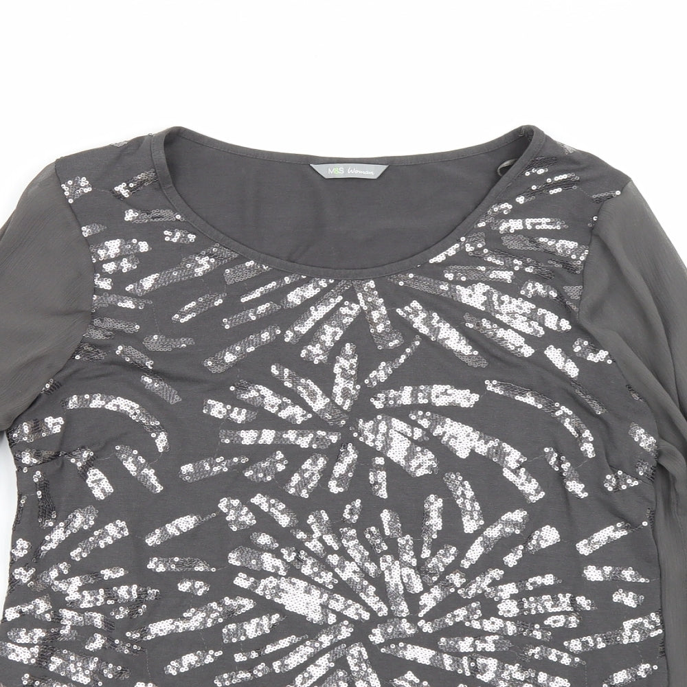 M&S Womens Grey   Basic T-Shirt Size 10