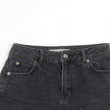 Topshop Womens Grey  Denim Mini Skirt Size 6  - Distressed hem