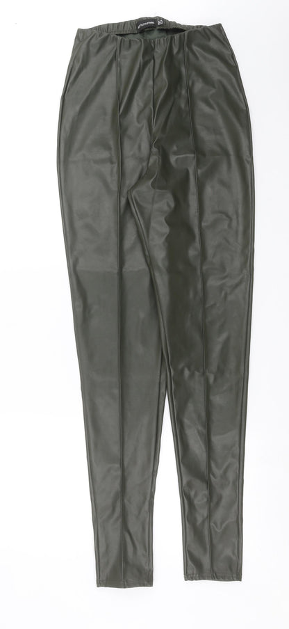 Womens UK Size 10 PRETTYLITTLETHING Extra-Slim Fit  Green Trousers
